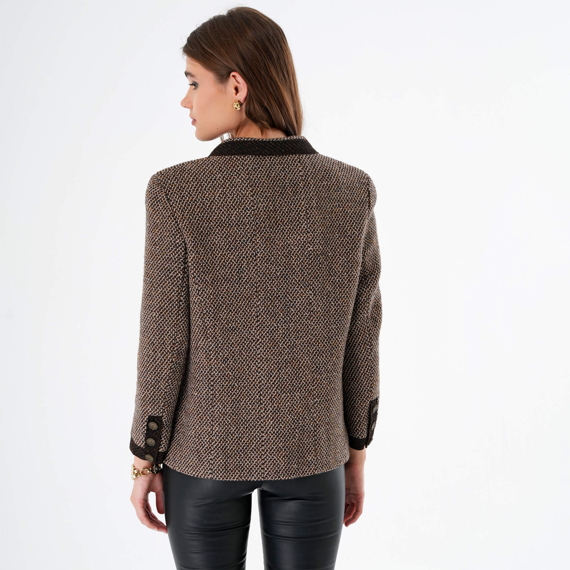 Chanel - 98A Vintage Brown Wool Classic Jacket FR46